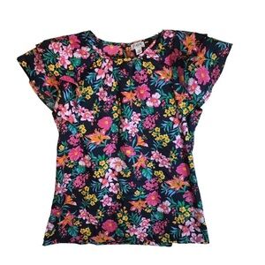J.Crew women’s flutter sleeve blouse vibrant floral size S back button closure